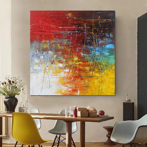Contemporary Art Painting, Modern Paintings, Bedroom Acrylic Painting, Living Room Wall Painting, Large Red Canvas Painting, Simple Painting Ideas-HomePaintingDecor