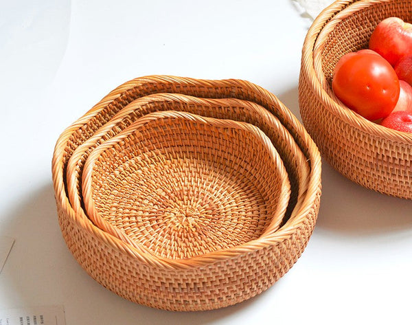 Small Rattan Baskets, Round Storage Basket, Woven Storage Baskets, Kitchen Storage Baskets, Storage Baskets for Shelves-HomePaintingDecor