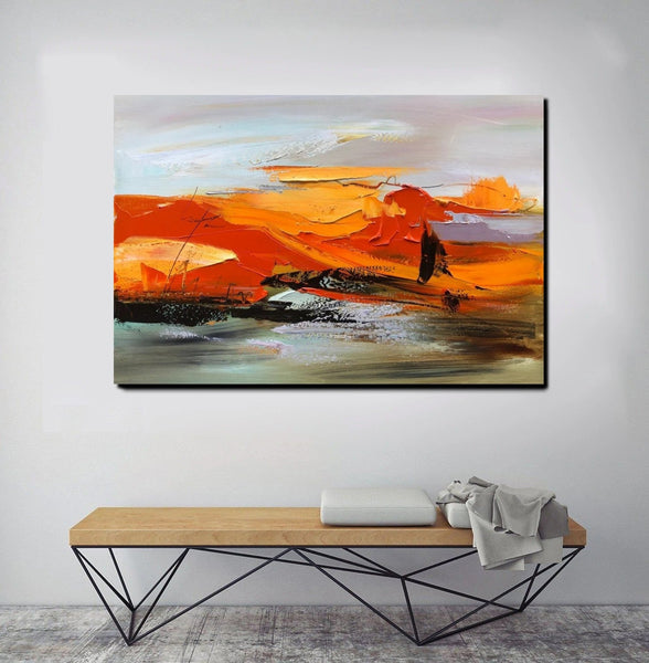 Acrylic Paintings on Canvas, Large Paintings Behind Sofa, Large Painting for Living Room, Heavy Texture Painting, Buy Paintings Online-HomePaintingDecor