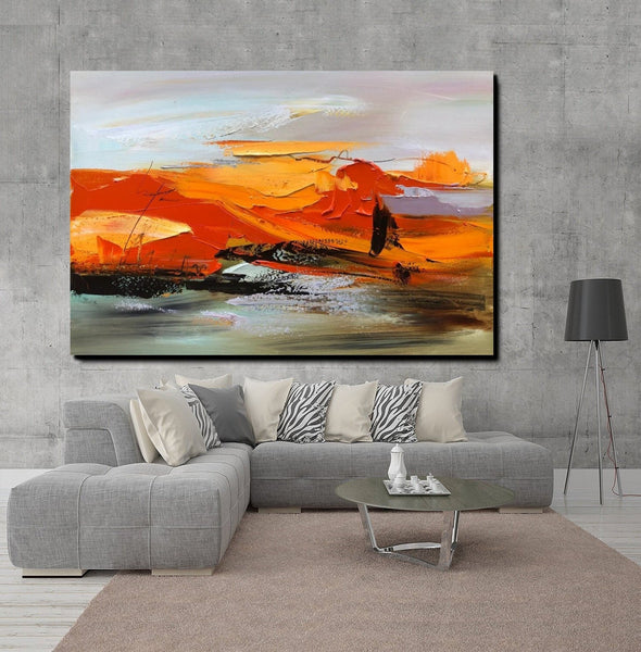 Acrylic Paintings on Canvas, Large Paintings Behind Sofa, Large Painting for Living Room, Heavy Texture Painting, Buy Paintings Online-HomePaintingDecor