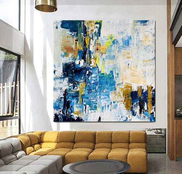 Acrylic Paintings for Bedroom, Large Paintings for Sale, Blue Abstract Acrylic Paintings, Living Room Wall Painting, Contemporary Modern Art, Simple Canvas Painting-HomePaintingDecor