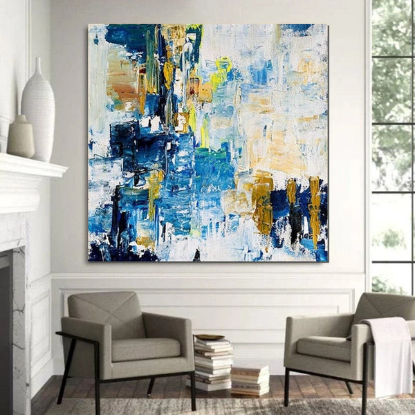 Acrylic Paintings for Bedroom, Large Paintings for Sale, Blue Abstract Acrylic Paintings, Living Room Wall Painting, Contemporary Modern Art, Simple Canvas Painting-HomePaintingDecor