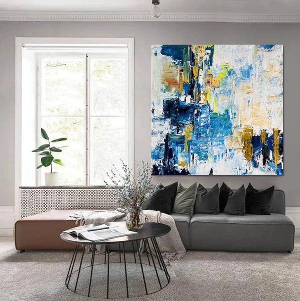 Acrylic Paintings for Bedroom, Large Paintings for Sale, Blue Abstract Acrylic Paintings, Living Room Wall Painting, Contemporary Modern Art, Simple Canvas Painting-HomePaintingDecor