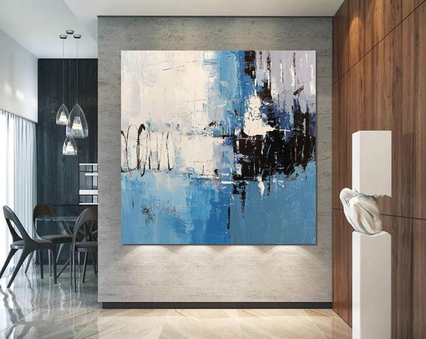 Simple Abstract Painting for Living Room, Modern Paintings for Dining Room, Blue Contemporary Modern Art Paintings, Hand Painted Art, Bedroom Wall Art Ideas-HomePaintingDecor