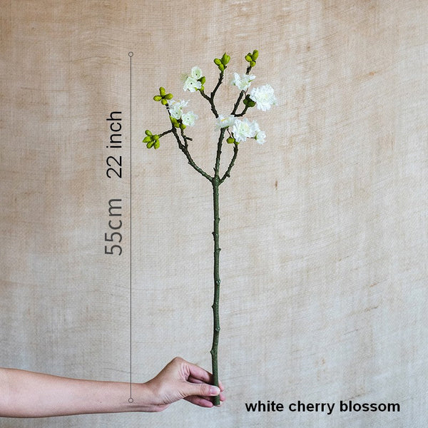 Flower Arrangement Ideas for Living Room, White Cherry Blossom, Sakura Flowers, Unique Artificial Flowers for Home Decoration, Simple Artificial Floral for Bedroom-HomePaintingDecor