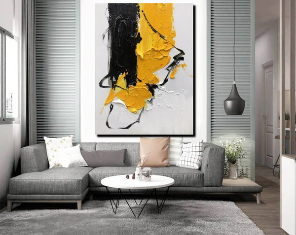 Acrylic Paintings Behind Sofa, Abstract Paintings for Bedroom, Palette Knife Canvas Art, Contemporary Canvas Wall Art, Buy Paintings Online-HomePaintingDecor