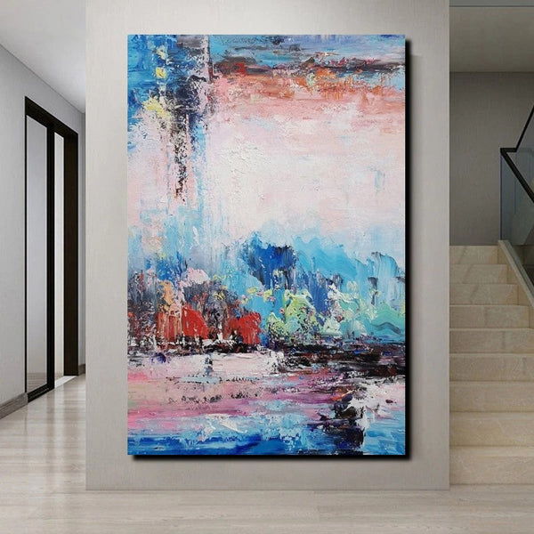 Modern Paintings Behind Sofa, Abstract Paintings for Living Room, Palette Knife Canvas Art, Impasto Wall Art, Buy Paintings Online-HomePaintingDecor