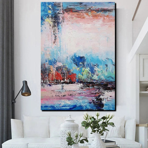 Modern Paintings Behind Sofa, Abstract Paintings for Living Room, Palette Knife Canvas Art, Impasto Wall Art, Buy Paintings Online-HomePaintingDecor