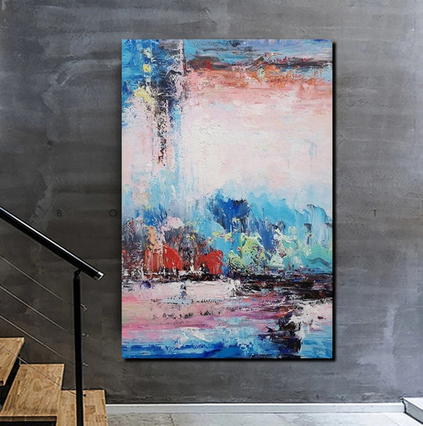 Modern Paintings Behind Sofa, Abstract Paintings for Living Room, Palette Knife Canvas Art, Impasto Wall Art, Buy Paintings Online-HomePaintingDecor