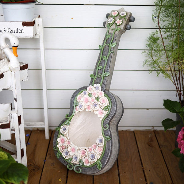 Unique Guitar Flowerpot for Garden Ornaments, Modern Garden Flower Pot, Beautiful Guitar Flowerpot, Villa Outdoor Decor Gardening Ideas-HomePaintingDecor