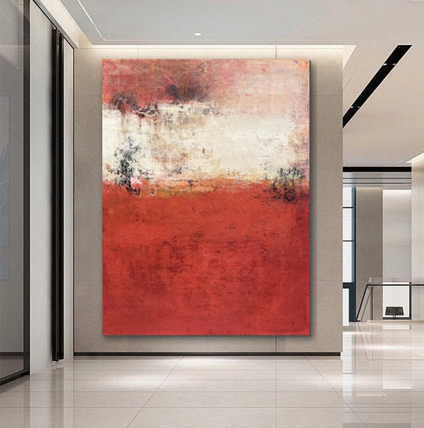 Canvas Painting for Living Room, Huge Contemporary Abstract Artwork, Red Abstract Painting Ideas for Interior Design, Modern Wall Art Painting-HomePaintingDecor