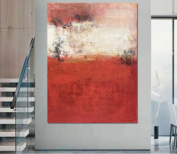 Canvas Painting for Living Room, Huge Contemporary Abstract Artwork, Red Abstract Painting Ideas for Interior Design, Modern Wall Art Painting-HomePaintingDecor