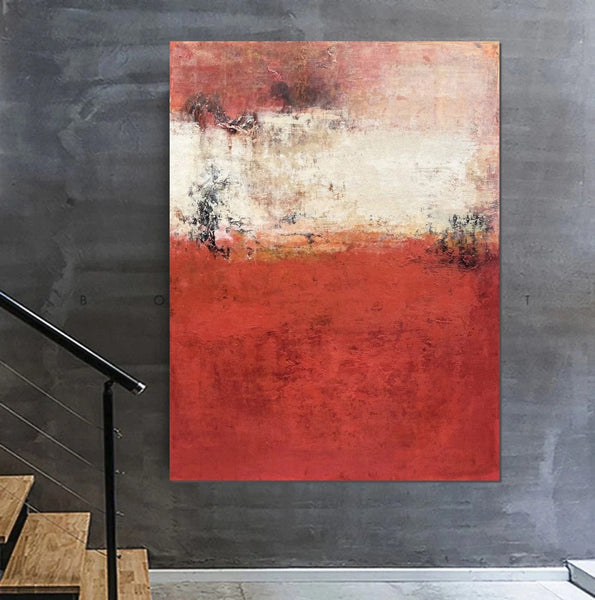 Canvas Painting for Living Room, Huge Contemporary Abstract Artwork, Red Abstract Painting Ideas for Interior Design, Modern Wall Art Painting-HomePaintingDecor