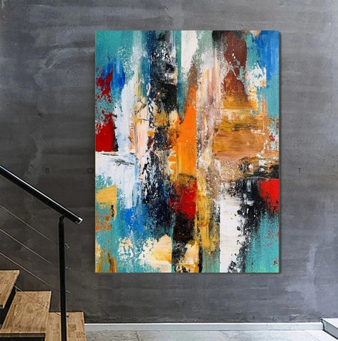 Colorful Abstract Acrylic Paintings for Living Room, Heavy Texture Canvas Art, Modern Contemporary Artwork, Buy Paintings Online-HomePaintingDecor