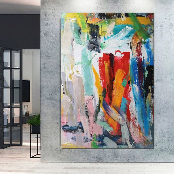 Modern Contemporary Artwork, Buy Paintings Online, Colorful Abstract Acrylic Paintings for Living Room, Heavy Texture Canvas Art, Impasto Wall Art Paintings-HomePaintingDecor